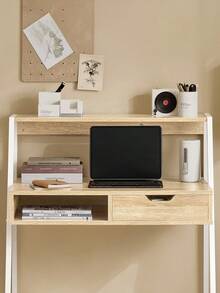 SoBuy FWT63-N Mesa de Escritorio Mesa de Ordenador con 2 cajones y 1 Estante L81 cm x P50cm x H100cm ES Mesa Escritorio Silla de Oficina Muebles de Oficina en Casa, Mobiliario de estudio Caqui estilo nórdico, estilo sencillo Metal 76x50x75 cm - Marrón - Ver 11