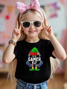 Camiseta Divertida de la Serie de Navidad para Niños, 100% Algodón, Tejido Cómodo, Color Negro - Negro-23 - Ver 4