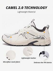 CAMEL CROWN 女士全地形跑步鞋，透气休闲徒步鞋，适合春夏穿着 - 象牙白/石板灰 - 查看 2