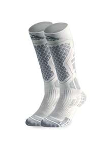 1 Pair Of Winter Sports Socks. Warm And Thick Long Socks Suitable For Both Men And Women. Perfect For Skiing, Skating And Mountain Climbing (White/Black/Purple)