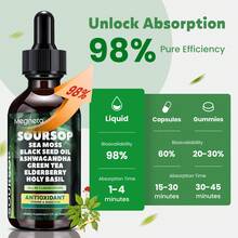 MEGNETA Soursop Graviola Liquid | Oral Drops For Immune Wellness, Digestive Balance & Liver Care, Leaf & Fruit Formula With Sea Moss, Elderberry & Black Seed Oil, For Men And Women, 2 Fl.Oz Glass Bottle, Local Delivery, Free Shipping - 2 FI Oz (Pack of 3) - 查看 4