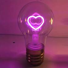 1pc Creative Bulb Lamp, Patterned Letter Bulb, Funny Bedside Atmosphere Light, Suitable For Bedroom & Living Room (USB Rechargeable) - Multicolor - View 2
