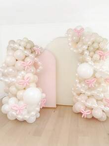 102pcs White Flower Arch Kit, Includes White Latex Balloons And Pink Magic Balloons Forming Bows, Suitable For Wedding, Engagement, Bridal Shower, Birthday, Baby Shower Party Decoration, Tea Party Themed Photography Props - Multicolor - View 9