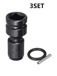 1件/2件/3件装电动扳手适配器，1/2圈电动扳手钻夹头转换头盖，带六角头和1/4扩孔钻头转换头，可牢固连接工具，是机械师、工程师和木匠的理想之选。工具转换适配器 | 纹理握把设计 | 坚固耐用 - 黑色 - 查看 16