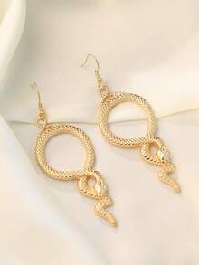 1 par de pendientes de aleación de zinc con patrón de serpiente exagerado, adecuados para uso diario y vacaciones de las mujeres - Serpiente - Ver 7