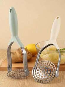 1pc Stainless Steel Potato Masher, Manual Food Masher Tool For Home Use, Sweet Potato Masher, Potato Ricer, Garlic Press, Manual Squeezer Tool, Potato Masher, Multi-Functional Kitchen Tool For Making Fine Mashed Potatoes And More - View 3