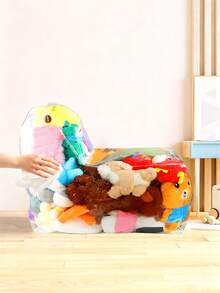 1pc Transparent Large Capacity Doll Storage Sofa, Transparent Plastic Storage Box With Soft Cushion, Decorate Your Nursery, Multifunctional Stool To Save Space In Bedroom & Living Room, Also An Ideal Gift, Home Decor, Doll Storage, Sturdy Structure - Multicolor - View 8