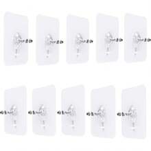 10 Piezas Gancho Sin Tornillos Autoadhesivo - Fuerte, Sin Taladro, Gancho de Pared Adhesivo para Cargas Pesadas(6 mm) - 1 - Ver 2