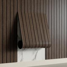 Yutianli PVC Slat Wall Panel Peel And Stick 236"X 15.7" Faux Wood Slat Panel Artificial Oak Wood Grain Self-Adhesive Soundproof 3D Wall Panel For Walls And Ceilings - 236"x15.7"+煙燻色 - 查看 1