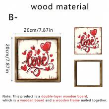 قطعة واحدة من لافتة خشبية عتيقة بشعار عيد الحب، بنمط قلب وردي، مادة مسمكة لديكور غرفة النوم/غرفة المعيشة/المكتب، هدية للأزواج/ديكور العطلات، يمكن استخدامها كديكور معلق أو زخرفة - لافتة بإطار خشبي متعدد الألوان - مشاهدة 8