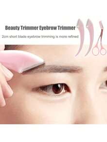 3件套修眉器套装，不锈钢弯头修眉刀，带梳子，适合初学者，任何肤质适用，男女通用脱毛配件，弯头修眉器