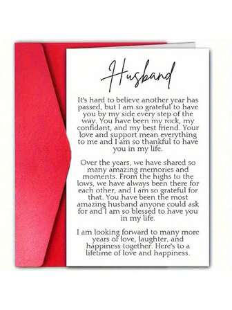 1pc Elegant ValentineS Day Card For Husband Paper Greeting Card With Envelope, Perfect For Anniversary, Birthday, Expressing Love And Appreciation, Suitable For Any Spouse