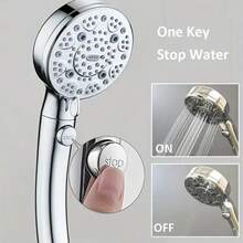 1pc German High Pressure Handheld Shower Head, 9 Adjustable Modes, One-Click Water Stop Switch, Rainfall Experience, Detachable & Washable, Water-Saving & Anti-Fall, Plastic, Wall-Mounted Design, Bathroom Accessory, Shower Head Kitchen Items Kitchen Accessories Kitchen Kitchen Tools