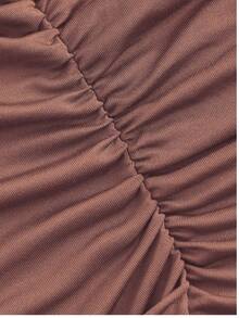 Women's Sleeveless Pleated Tank Top Set - Rust Brown - View 3