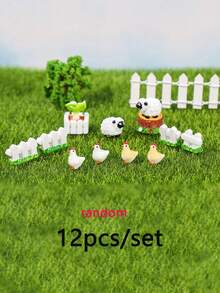 5pcs/Set, 12/24pcs/Set Mini Chick, Lamb Figurines, Cute Decor For Garden, ABS Micro Landscape Ornaments, Home Decor, Garden Decoration - Multicolor - View 8
