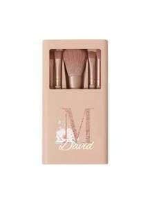5 pièces/set Ensemble de pinceaux de maquillage portable personnalisable avec miroir, lettres de A à Z, imprimé avec un motif floral simple, ensemble de pinceaux de maquillage en boîte, pinceau de maquillage multifonction avec boîte à miroir, mini stylo de maquillage multifonction, pinceau de fond de teint - multicolore - Voir 37