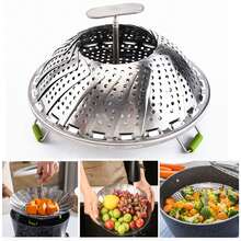 1pc Stainless Steel Steamer, Collapsible Steamer Rack, Multi-Functional Steaming Tray For Kitchen & Dining, Heat Resistant, Fits Various Pots - Silver - View 1