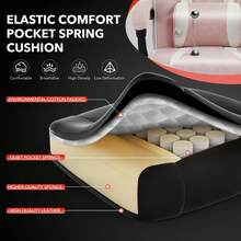 Silla Gaming, Silla de videojuegos con soporte lumbar con masaje y reposapiés, altura ajustable, silla ergonómica para ordenador de gran tamaño y altura con asiento giratorio y reposacabezas para oficina en casa, rosa - Rosa - Ver 6