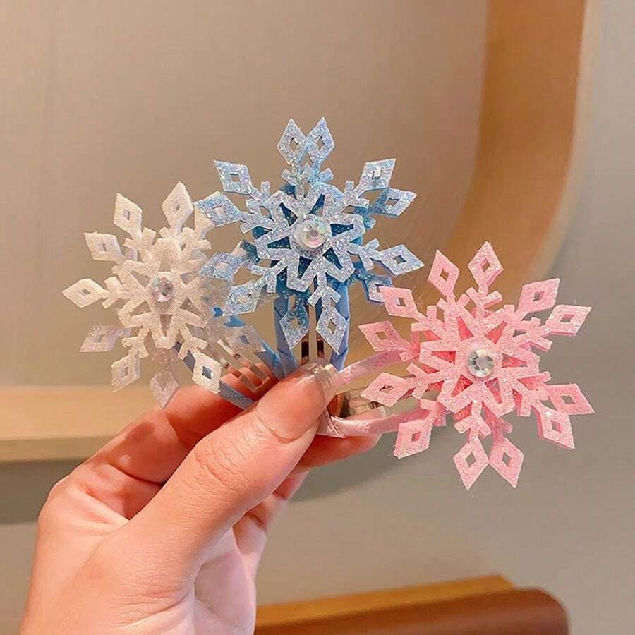 2pcs Christmas Snowflake Hair Clips, Winter Snowflake Hair Accessories For Women, Christmas Party Hair Decorations, Christmas Gifts - Multicolor - View 1