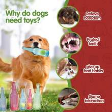 宠物磨牙玩具 TPR 防咬啤酒瓶带网球玩具 幼犬磨牙互动玩具 吱吱作响的硅胶啤酒瓶带网球防咬幼犬玩具 洁牙互动玩具 - 彩色 - 查看 5