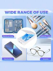 UV Nail Tool Sterilizer Box, With Blue Light, Multi-Function USB Port, Suitable For Nail Tool Sterilization And Aromatherapy, Applicable For Professional Nail Salon, Nail Tools, Makeup Tools, Tweezers, Jewelry, Phones, Watches, Keys, And More - Multicolor - View 4
