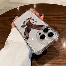 Funda para teléfono con águila volando sobre el mapa de México. Compatible con teléfonos ,  17,  16 Pro Max,  15 Pro Max,  13 y  12. Fabricada en TPU para una protección eficaz contra golpes y caídas. Un regalo ideal para familiares, amigos, seres queridos, parejas y para Navidad. - transparente - Ver 3