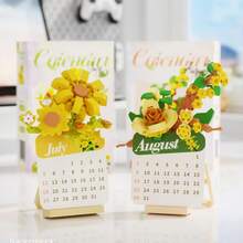 Mini Calendar Book Building Blocks Micro Blocks Educational Toy For Kids,Plastic Flowers Building Blocks Bricks Game Children's Toys,Desktop Ornament,New Year Decoration Items,Birthday Gifts/Christmas Gifts/New Year Gifts - 彩色 - 查看 5