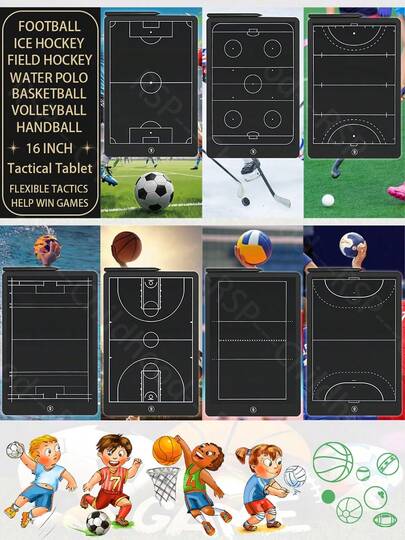 RSP 16-Inch LCD Electronic Tactical Tablet For Basketball, Football, Handball, Volleyball, Ice Hockey, Field Hockey, Water Polo Team Sports, Digital Strategy Marking Board, Special Teaching Blackboard For Coaches, Equipped With Stylus, Reusable Dust-Free And Ink-Free Ball Sports Tactical Board, Suitable For Team Ball Sports Sports Training, Strategic Planning, Christmas Gifts For Athlete And Ball Sports Lovers, Birthday Gifts