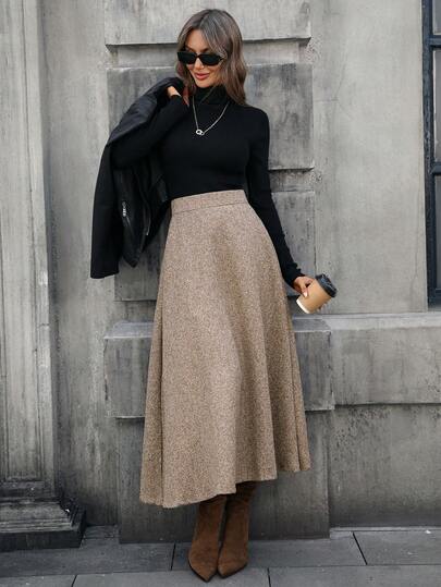 Mobula Sound Fashionable Casual Elegant Button Zip Skirt, Versatile For Spring/Autumn, Suitable For Dates, Weddings, Photoshoots