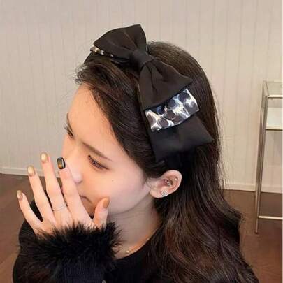 1pc Retro Leopard Print Bow Headband, Elegant & Charming Hair Accessory, Suitable For Daily Wear, Hair Hoop, Headpiece, Hair Tie, Women Hair Band, Home Beauty Women Jewelry Gift