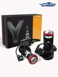 GLANBERT 2 piezas Lente de doble luz Y6D/Y8 H4 para faros de automóvil, opción disponible para conducción a la izquierda/derecha, faros delanteros de automóvil con proyección LED - Multicolor - Ver 15