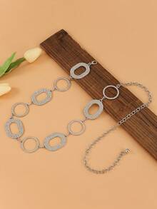 Women's Dress Belt With Silver Color & Red Pearl Floral Chain Decor - Zinc Alloy Western Cowgirl Collegiate Style - Bạc - Xem 1