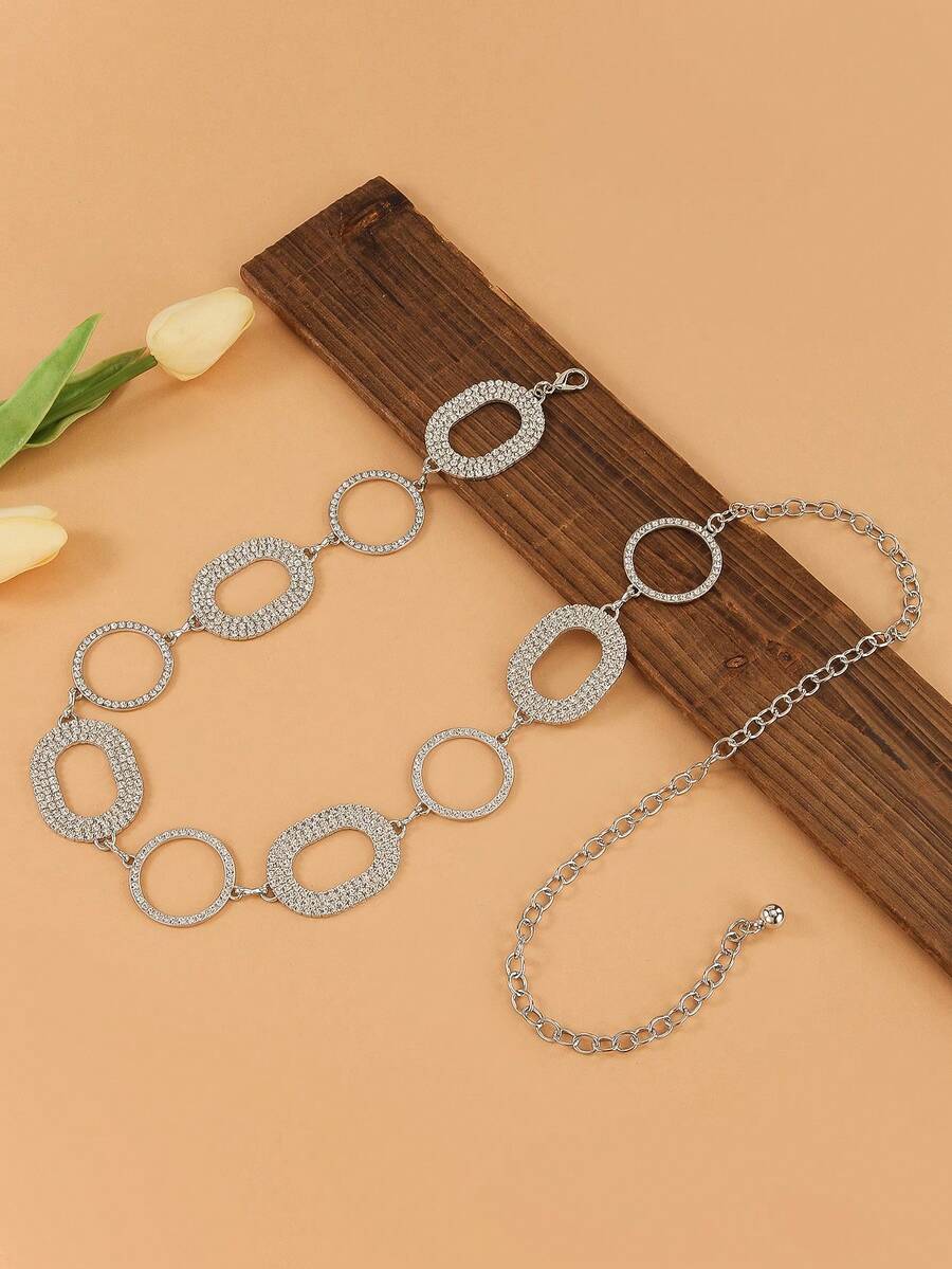 Women's Dress Belt With Silver Color & Red Pearl Floral Chain Decor - Zinc Alloy Western Cowgirl Collegiate Style - Bạc - Xem 1