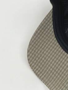 极简刺绣字母软顶复古格纹帽檐帽，薄款长帽檐防晒五片帽，街头风平沿男女通用格子棒球帽，美式英伦学院风，大头围防晒运动帽 - 學院風 - 查看 7