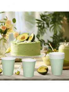 90/50/20/10个装纸杯，派对纸杯，鼠尾草绿纸杯，冷饮杯和咖啡杯，派对饮具，适合生日派对、婚礼、母亲节等场合 - 彩色 - 查看 3
