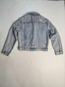 Classic Thermal Lined Denim Jacket – Razor Cut-Outs & Vintage Wash | Edgy Button-Up Style For Winte - Baby Blue - View 7