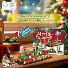 24 set di calendario per il conto alla rovescia di Natale, scatola cieca, blocchi da costruzione da strappare a mano, puzzle fai da te, bambola di Natale, trenino giocattolo a sorpresa, decorazione festiva per bambini per l'Avvento, materiale  e design dettagliato - Rosso - Visualizzare 6