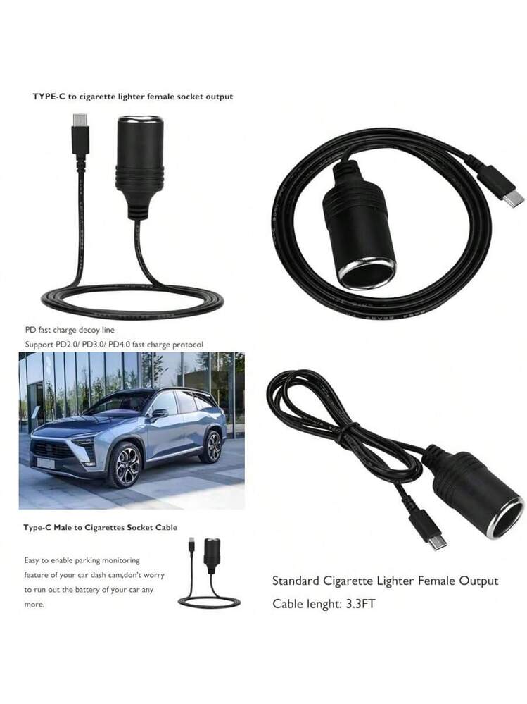 dash cam cigarette lighter plug USB C To 5V9V12V15V24V Car Socket Female Converter Adapter With Adjustable Voltage Digital Display For Radar Detector you can power your S Series BlackVue dash camera with ease Car Cigarette Charger Lighter |