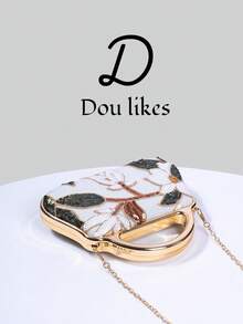 1 chiếc túi xách kim loại thiết kế tối giản với họa tiết hoa, dây đeo hoa thêu sequin, thích hợp cho các cô gái dự tiệc, cô dâu, người mới cưới và các quý cô công sở, dự tiệc, đám cưới. Đóng gói trong hộp nhỏ (họa tiết ngẫu nhiên), thích hợp cho công việc, đi công tác, đi chơi, đi làm. - Màu be - Xem 3