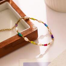 A Colorful Beaded Bracelet In A Leisure And Vacation Style, Made Of Stainless Steel And Adorned With Freshwater Pearls. This Is A Fashionable Handchain For Ladies, Featuring A Bohemian Style. Friendship Bracelet. - Colorful - View 4