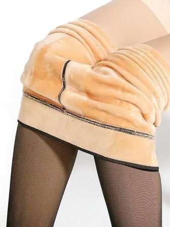 1 Pair Solid Color Sexy Nylon Quilted Opaque Tights, Autumn/Winter