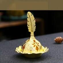 Ngẫu nhiên 3 chiếc Đế đựng hương nhỏ kiểu Ả Rập Trung Đông Golden Hollow/Đế đựng hương thơm bằng kim loại/Đế đựng hương gỗ đàn hương - Nhiều màu - Xem 8