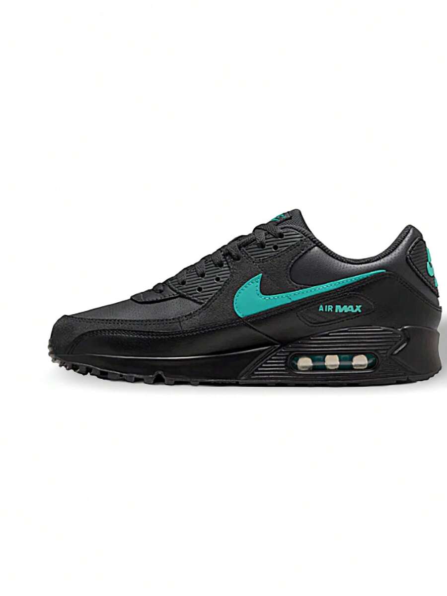 Nike Air Max 90 Moto 系列男士运动鞋 透气吸汗 轻便速干 纯黑色/绿色 户外运动 IF0670-002 - 黑色/綠色 - 查看 1