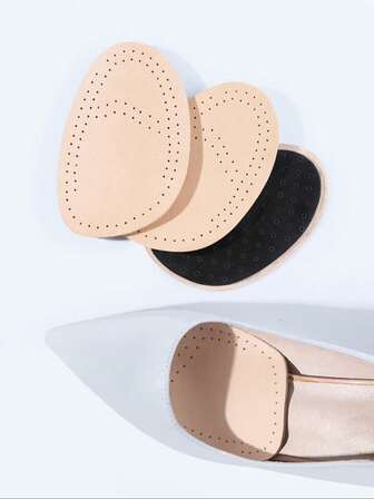 Almohadilla delantera de piel genuina para mujer, plantilla de media talla, cojín antideslizante y antirozaduras para tacones altos, mocasines, evita el deslizamiento del talón, almohadilla ultrasuave de media talla