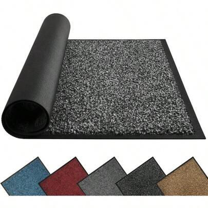 YUTA Dirt Trapper Door Mat For IndoorandOutdoor Washable Barrier Door Mat Heavy Duty Non-Slip Entrance Rug Shoes Scraper Super Absorbent Front Door Mat Carpet BlackandGray 43x75cm