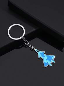 1pc Fashion New Drip Oil Airplane Fighter Shaped Keychain Keyring Pendant Accessory, Suitable For Men And Women Car Key, Bag Decoration And Gift - Silver - View 3