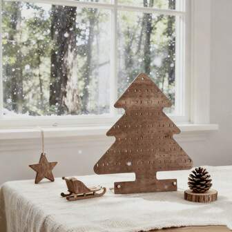 1pc Walnut Color Christmas Tree Jewelry Display Stand, Earring Holder Organizer, Minimalist Desktop Display Rack