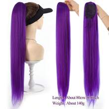 28Inch Synthetic Omber Long Straight Braided Ponytail Hair Extension Elastic Rubber Band Wrap Around Ponytail Hairpiece For Women Brown Blonde Fake Hairpiece 1PC - Multicolor - View 11