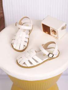 1双儿童流苏PU休闲时尚凉鞋，适合夏季穿着 - 米色 - 查看 4