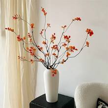 1pc/5pcs/8pcs Artificial Ficus Leaves, Long Stem - Ideal For Flower Arranging, Home & Office Decor - Can Be Used As Vase Filler And Bouquet Accents - Home Decor, Office Decor And Mother's Day Gift - Orange - View 10